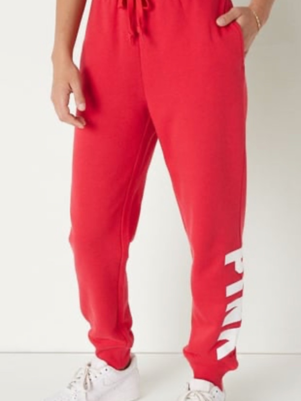 Victoria's Secret, Pink Logo, Fleece Jogger Sweatpants, Red, XXL